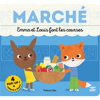 Marché Emma et Louis font les courses - Cherche ettrouve en pop-up