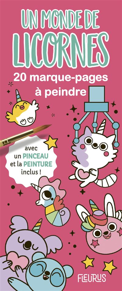 Marque-pages à peindre   Un monde de licornes - Marine Cazaux - broché