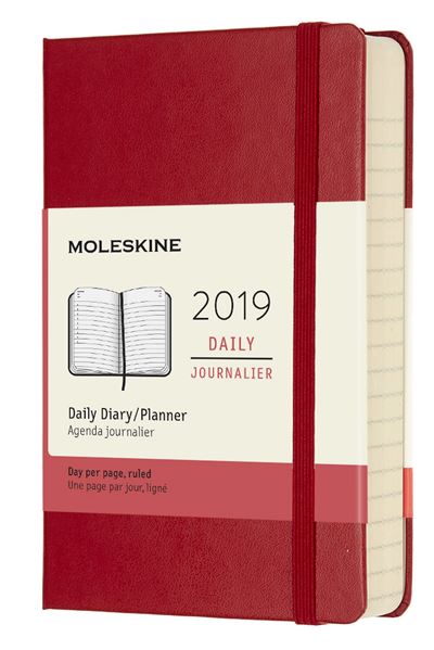 Agenda 2019 Journalier Poche Rouge Rigide