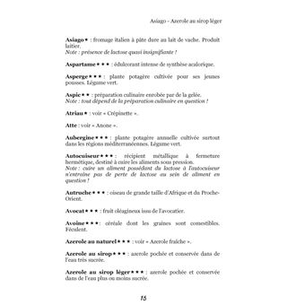 Dictionnaire alimentaire du régime sans lactose