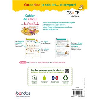 Cocorico je sais lire... et compter ! Cahier de calcul avec les P'tites Poules GS CP