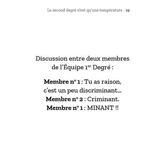 Petit Livre le second degré n'est qu'une température