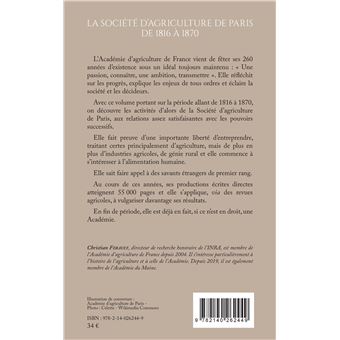La société d'agriculture de Paris de 1816 à 1870