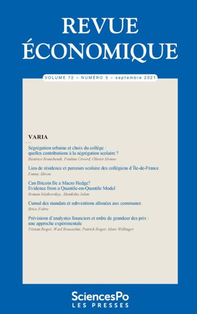 Revue Économique T72-5 -  Collectif - broché