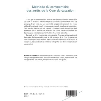 Méthode du commentaire des arrêts de la Cour de cassation