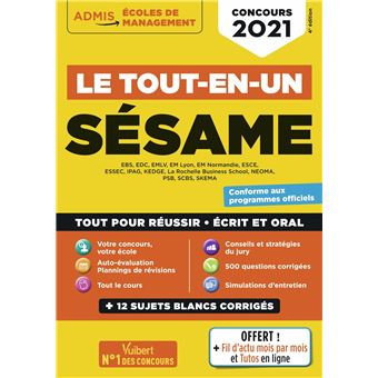 Le Tout-en-un SÉSAME - 12 sujets blancs - Ecrits et oraux - Tutos offerts