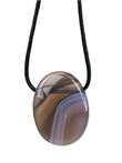 Collier Agate Rubanée Pierre ovale percée Cordon noir