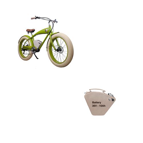 Vélo électrique Rayvolt Beachin V2 250 W Vert + Batterie de vélo Rayvolt STD 36 V 10AH