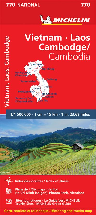 Carte Vietnam, Laos, Cambodge