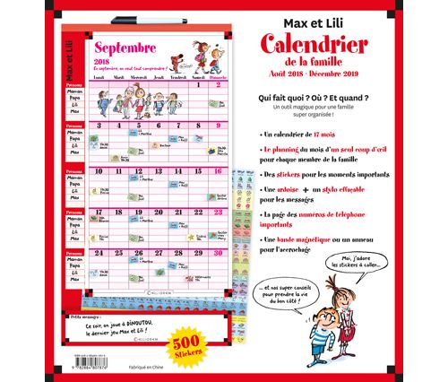 Calendrier Max Et Lili 2023 Max Et Lili - Calendrier 2018-2019 De La Famille - Dominique De Saint Mars,  Serge Bloch - Broché - Achat Livre | Fnac