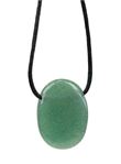 Collier Aventurine Verte Pierre ovale percée Cordon noir