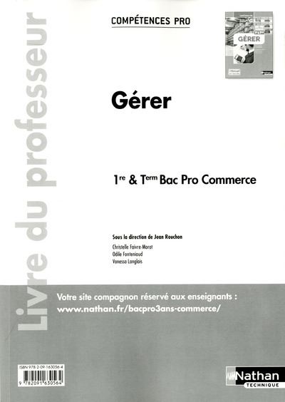 Gérer 1ère et Term Bac Pro commerce