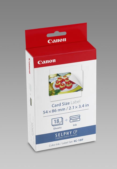 Canon KC-18IF - 1 - (18 feuille(s) x 1) kit rubans d'impression / étiquettes - pour SELPHY CP1000, CP1200, CP1300, CP330, CP530, CP770, CP780, CP790, CP800, CP820, CP910