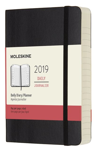 Agenda 2019 Journalier Poche Noir Souple