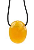 Collier Calcite Orange Pierre ovale percée Cordon noir