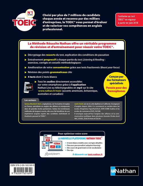 Le Nouveau Toeic La Methode Reussite Livre 2018 Audios Telechargeables En Mp3 Sur Le Site De L Editeur Coffret Serena Murdoch Stern Justin Stults Achat Livre Fnac