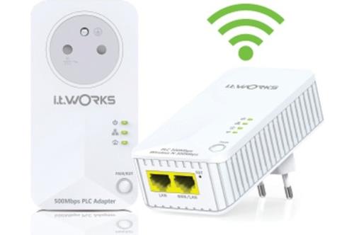 Kit de 2 adaptateurs IT Works CPL WiFi 500 Mbps Blanc