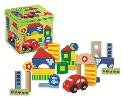 Boîte 25 bloques de construction avec voiture Goula
