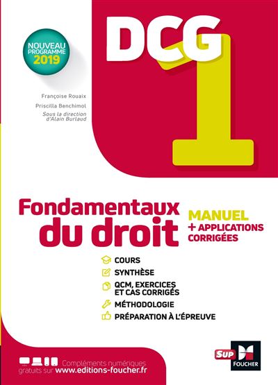 DCG 1 - Fondamentaux du droit - Manuel et applications - broché ...