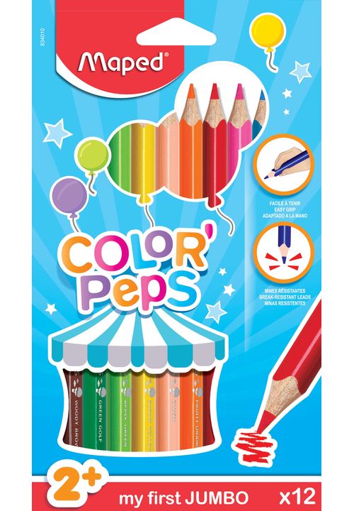 Pack De 12 Crayons Maped Color Peps Jumbo Crayon De Couleur Achat Prix Fnac