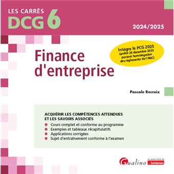 Dcg 6 Finance D Entreprise Cours Et Applications Corrigees Broche Pascale Recroix Achat Livre Fnac