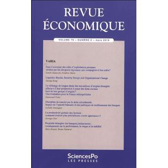 Revue économique 70-2, mars 2019 - Varia