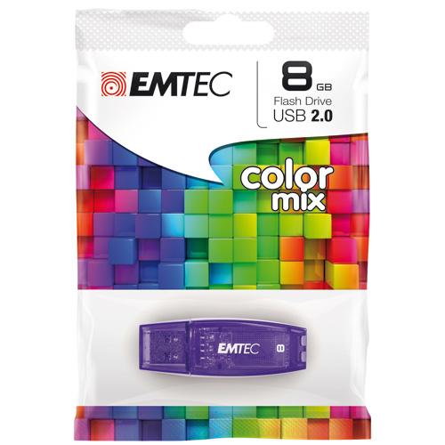 Emtec Cle Usb 8Go C410 Color Mix Usb 2.0 Violet