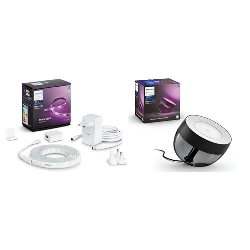 Pack Lampe connectée Philips Hue Iris Noir + Ruban lumineux Hue Lighstrip Plus 2 m