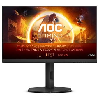 AOC Gaming 24G4X - G4 Series - écran LED - jeux - 24" (23.8" visualisable) - 1920 x 1080 Full HD (1080p) @ 180 Hz - IPS - 300 cd/m² - 1000:1 - HDR10 - 0.5 ms - 2xHDMI, DisplayPort - haut-parleurs - noir