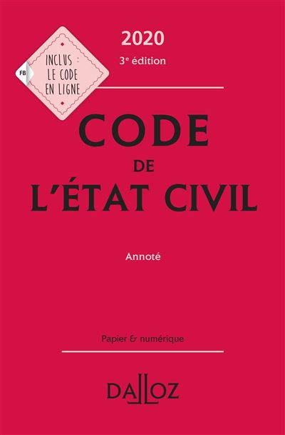 Code de l'état civil 2020, annoté - 3e ed.