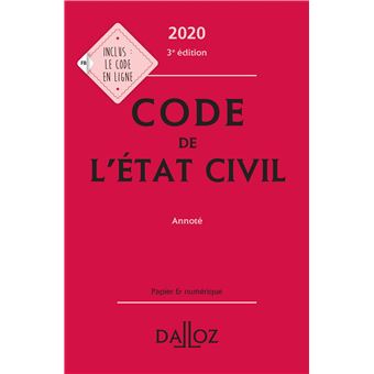 Code de l'état civil 2020, annoté - 3e ed.