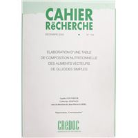 Élaboration d'une table de composition nutritionnelle des aliments vecteurs de glucides simples