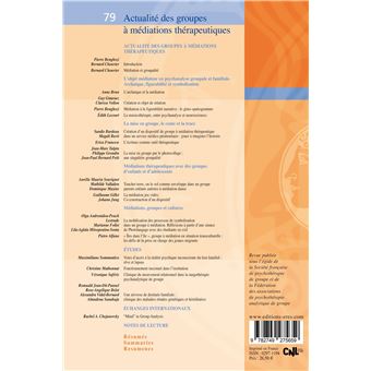RPPG 79 - Actualité des groupes à médiations thérapeutiques