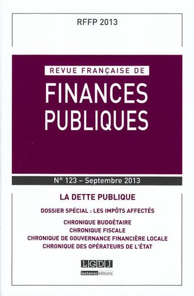 Revue française de finances publiques n 123 - 2013 -  Collectif - broché
