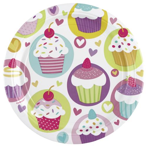 AMSCAN ASSIETTES 23CM CUPCAKE