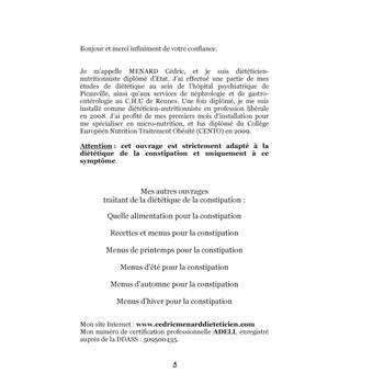 Dictionnaire alimentaire de la constipation