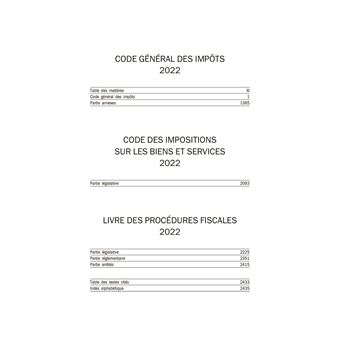 Code general des impots et livre des procedures fiscales 2022