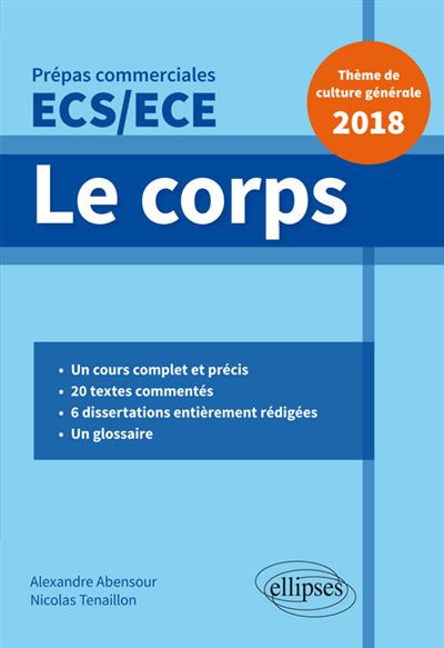 Le corps, Épreuve de culture générale, Prépas commerciales ECS-ECE 2018