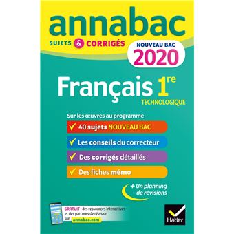 Annales Annabac 2020 Français 1re technologique