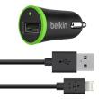 Chargeur Allume-cigares et Câble Lightning Belkin, 10 W, Noir