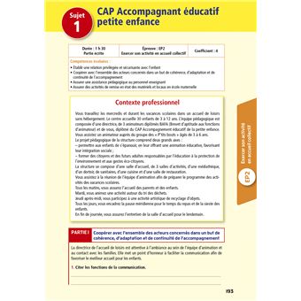 Objectif CAP Accompagnant Educatif Petite Enfance, TOUT-EN-UN (épreuves professionnelles) 2023