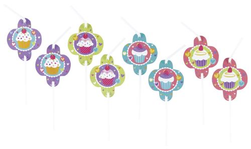 8 Pailles Amscan décor Cupcake