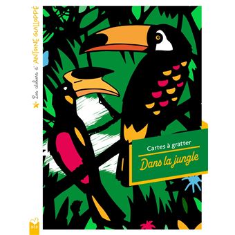 Les ateliers d'Antoine Guilloppé - Cartes à gratter animaux de la jungle - pochette avec accessoires