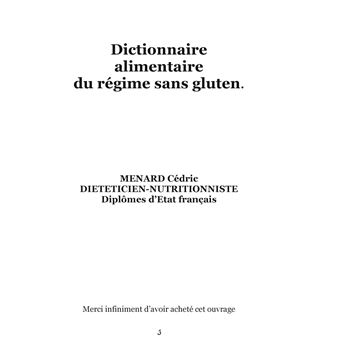 Dictionnaire alimentaire du régime sans gluten