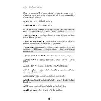 Dictionnaire alimentaire du régime sans gluten