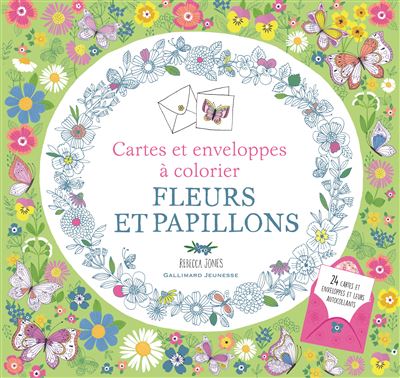 Fleurs et papillons : cartes et enveloppes à colorier