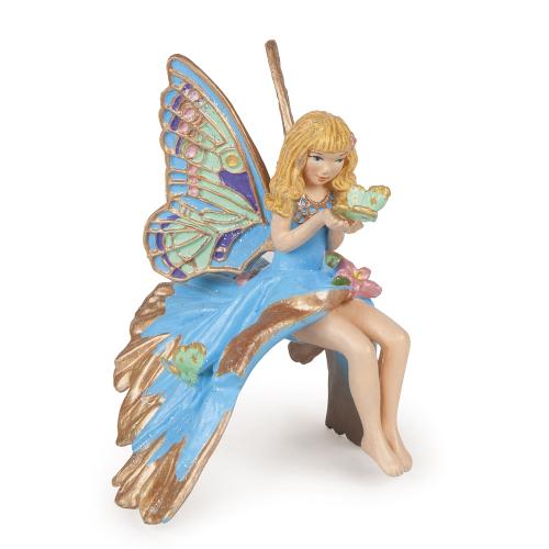 Figurine Elfe papillon rose