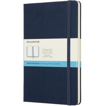 Carnet classique grand format Moleskine à grille de pointillés couverture rigide Bleu