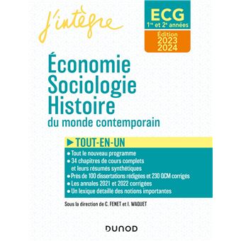 ECG 1 ET ECG 2 -  Economie, Sociologie, Histoire du monde contemporain 2023-2024