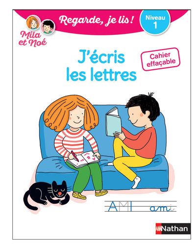 Cahier effaçable J'écris les lettres - Niveau 1 avec Mila et Noé